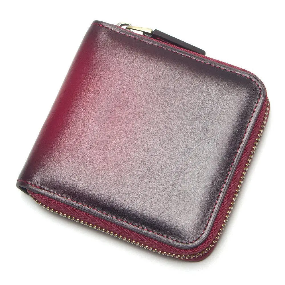 

Women's vintage leather hand-wiping multi-function wallet leather short multi-card wallet fashion coin purse