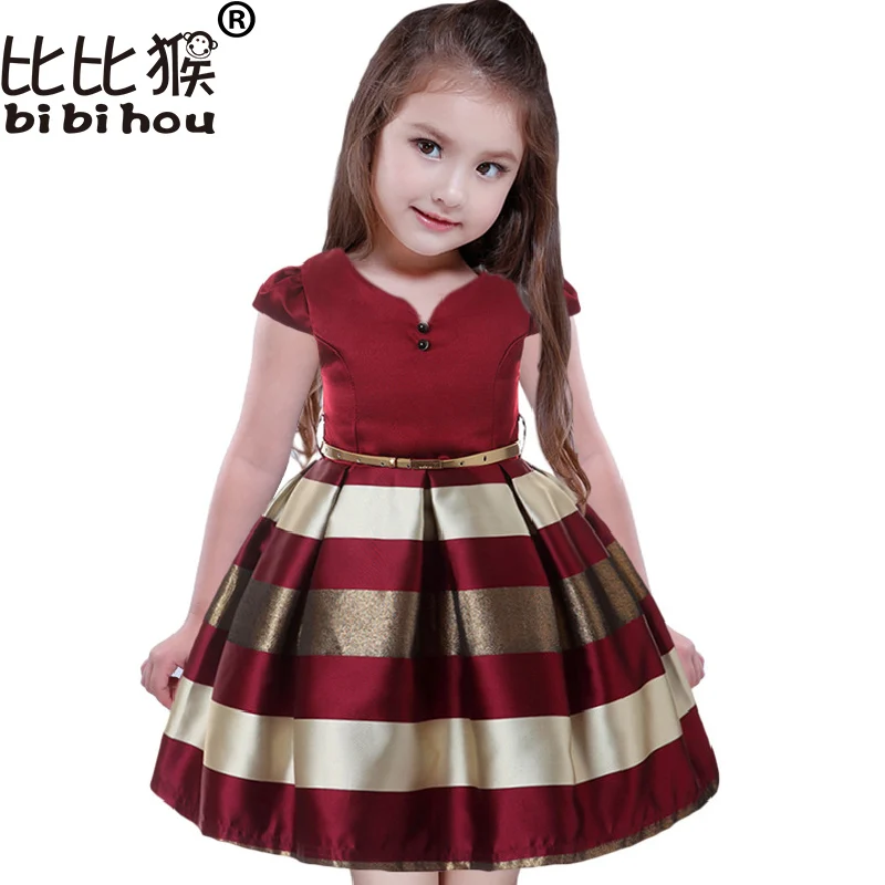 Girl Dress New Bow Stripes Princess Dress Of Girls Baby Girl Reception Formal Dresses Girl Party