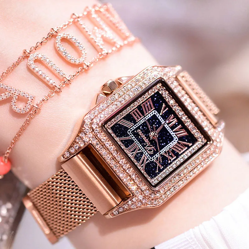 

2019 Top Quality Luxury lady Crystal Watch Women Men Dress watch Fashion Rose Gold Watches Female Stainless Steel watches Patrz