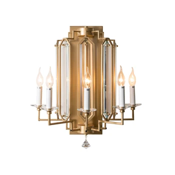 

Phube Lighting Gold K9 Crystal Wall Lamp Retro Candle Wall Light Sconce Bedside Silver Wall Light Home Lighting