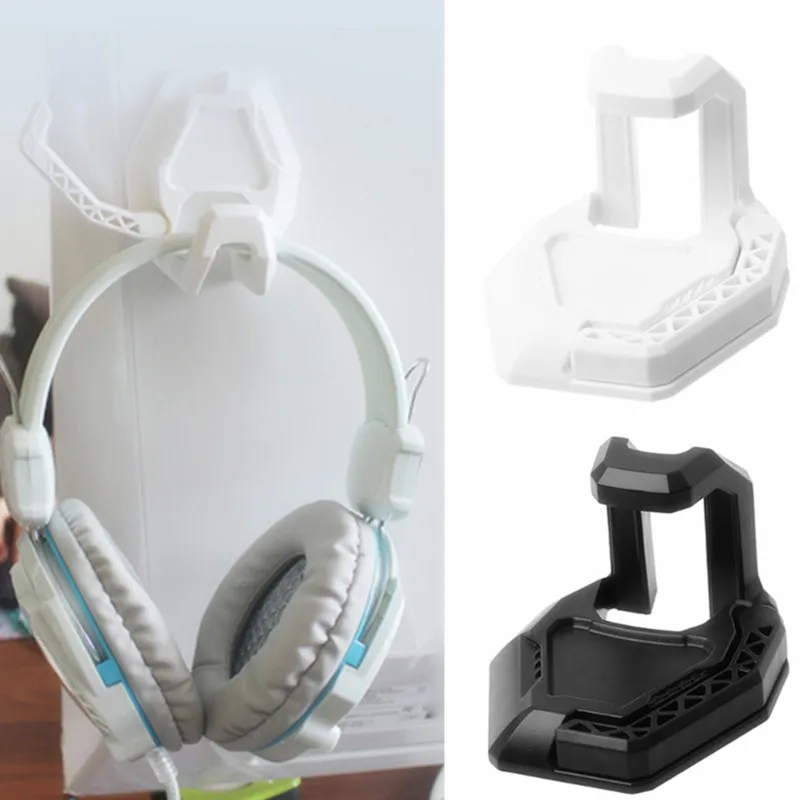 

Universal Headphone Headset Holder Hanger Durable Wall Mount Desktop Earphone Holder for Cables Adapters Black White