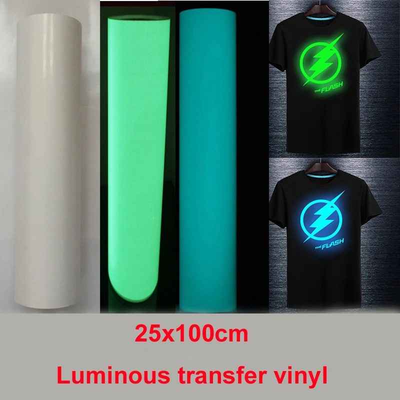

Free shipping 1sheet 10"x40"/25cmx100cm Luminous Heat Transfer Vinyl Glow in Dark noctilucent Heat Press Machine Tshirt Iron On