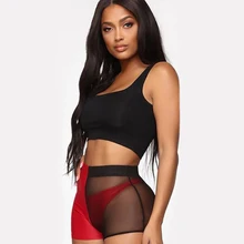 Женский Повседневный высокий эластичный пояс, плотные шорты для спортзала, сетчатые ходовые шорты йоги, танцевальные шорты для бега, анти-освещение, разные цвета