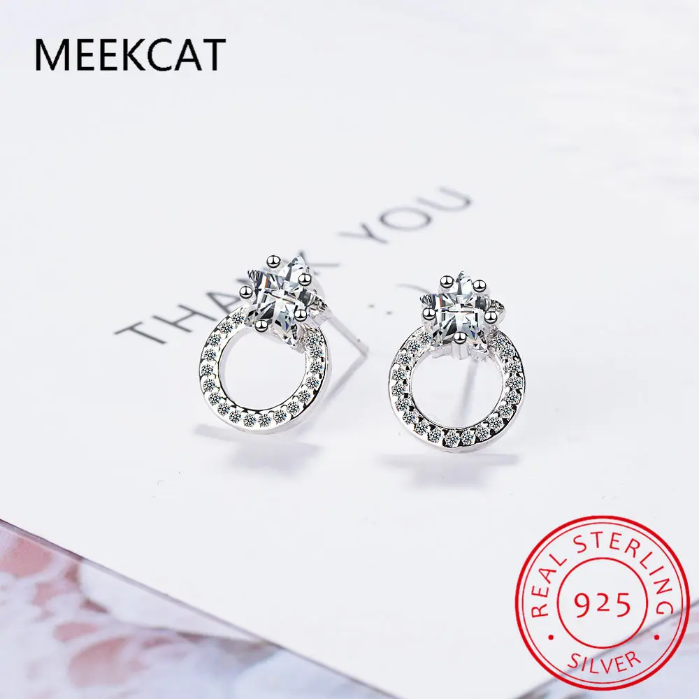 Classic Round Circle Small Stud Earrings For Women Girls Bijoux 925 Sterling Silver Needle Fashion Jewelry Pendientes All Match