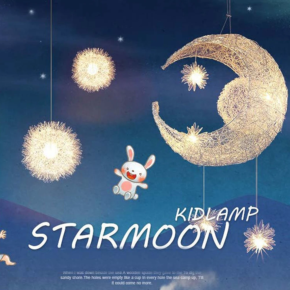 

modern Moon&Star Pendant Lights lamps Kid's Room Lighting Childern Bedroom Lamps Aluminum for Home Decor hanging light fixture