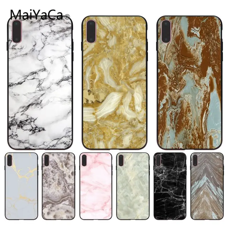 Черный чехол MaiYaCa с мраморным изображением для iphone 5 5s 5c SE 6 6s 7 7plus 8 8plus X