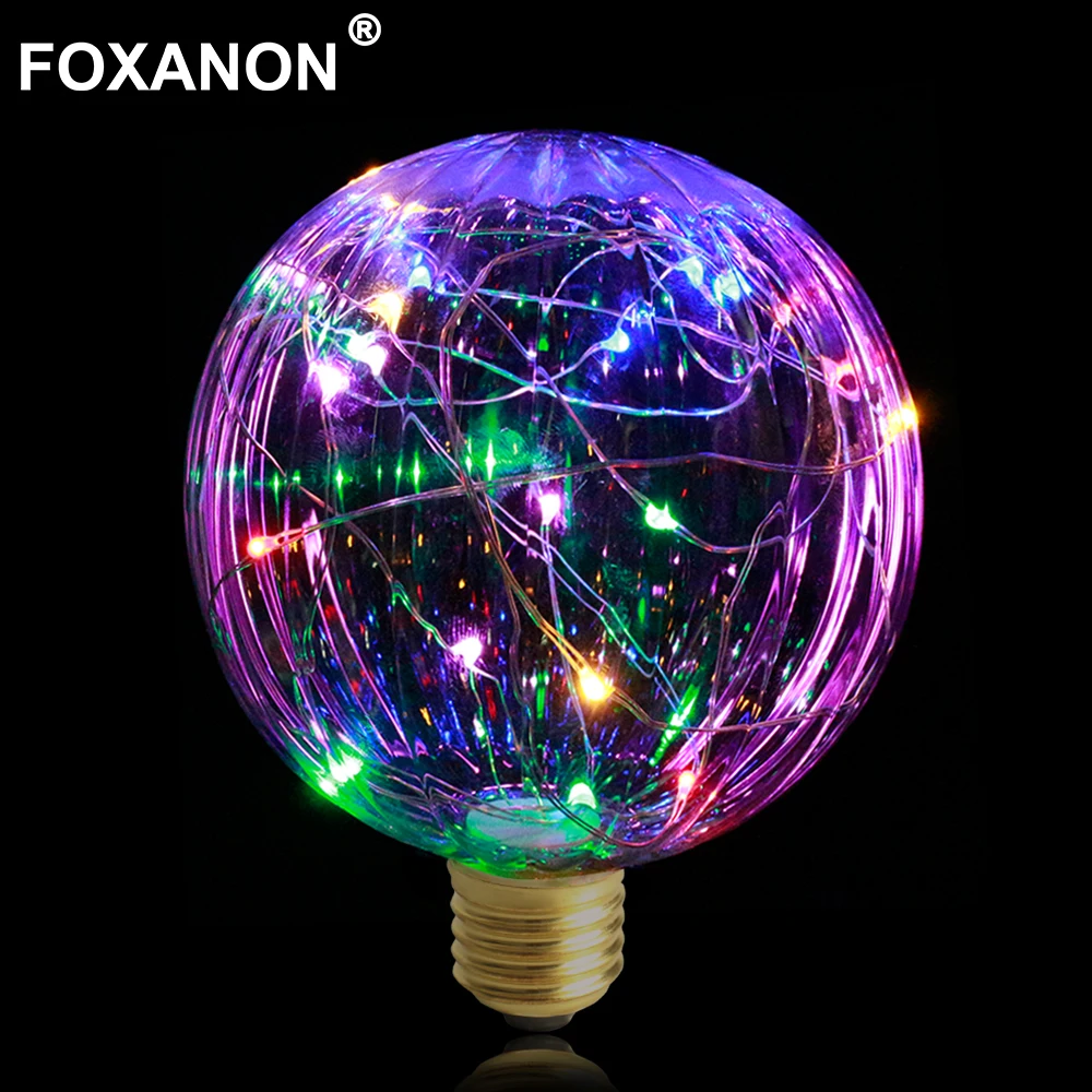 

Foxanon E27 220V 110V Holiday lighting RGB LED light String Bulb christmas indoor fairy night light decoration lamp navidad