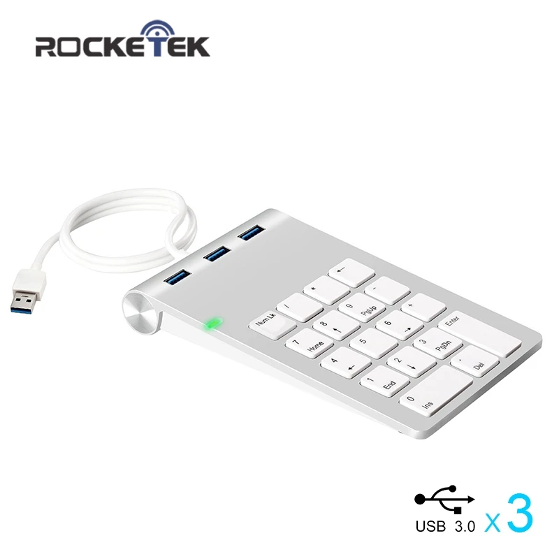 Rocketek USB цифровая клавиатура 18 клавиш три два USB 3,0 хабы мини номер клавиатуры для цифровой клавиатуры Ultra Slim