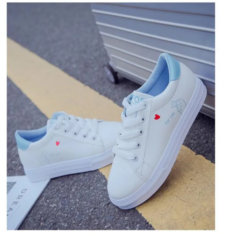 

Hot 2019 ladies sneakers fashion charming vulcanized shoes Pu shoes platform casual white female tennis shoes women