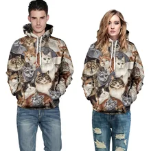 Новая Спортивная Толстовка для женщин и мужчин с рисунком кота, пуловер, осенняя кофта с капюшоном, пуловер с 3D принтом, Свободное пальто, S до 3XL, синее пальто