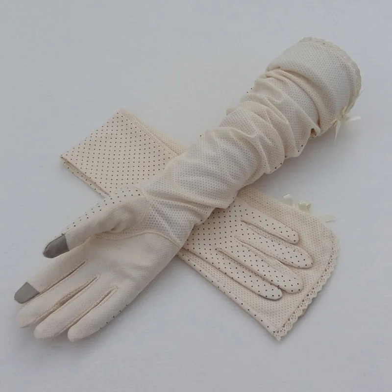 B91 Beige Женские Спортивные Перчатки для фитнеса, велоспорта, защита от солнца, сенсорный экран, длинные перчатки для полных пальцев, женские хлопковые модные перчатки для вождения на полпальца, B91 - Цвет: B91 Beige