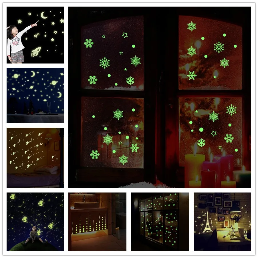 

% 3D Starry sky Stars Glow In The Dark Wall Stickers Luminous Fluorescent Wall Stickers For Kids Baby Room Bedroom Ceiling Home