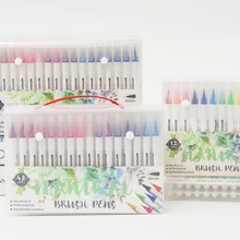 Настоящие кисти, 48 цветов для акварельных красок с гибкими нейлоновыми наконечниками, маркеры для красок, каллиграфии