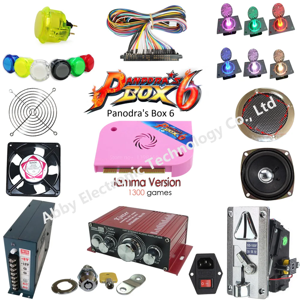 

Video game Pandora Box 6+ 1300 in 1 DIY Arcade Bundles Kits Parts With Power Supply Jamma wire Coin selector