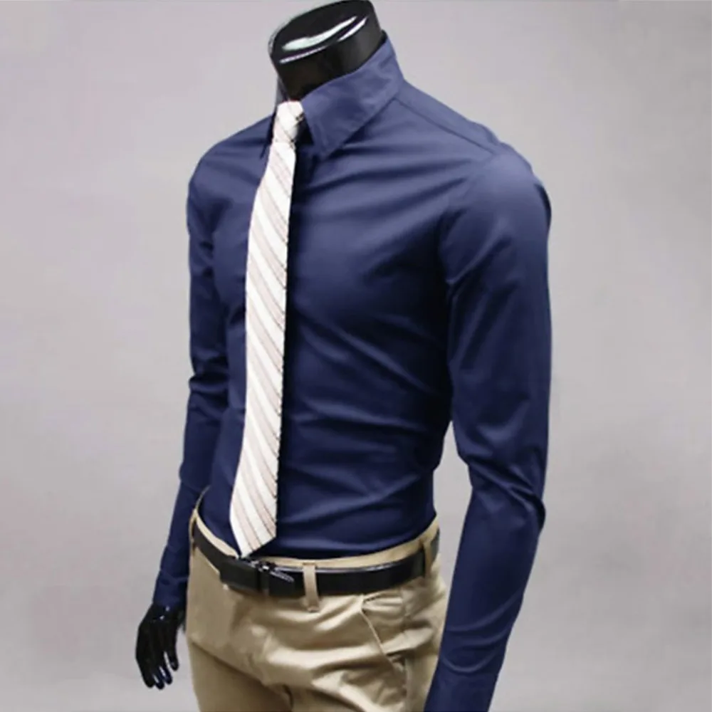 Мужская рубашка 2018 весна новый бренд бизнес Мужская Slim Fit Формальные Рубашки мужские Длинные рукава Повседневная рубашка Camisa Masculina Размер