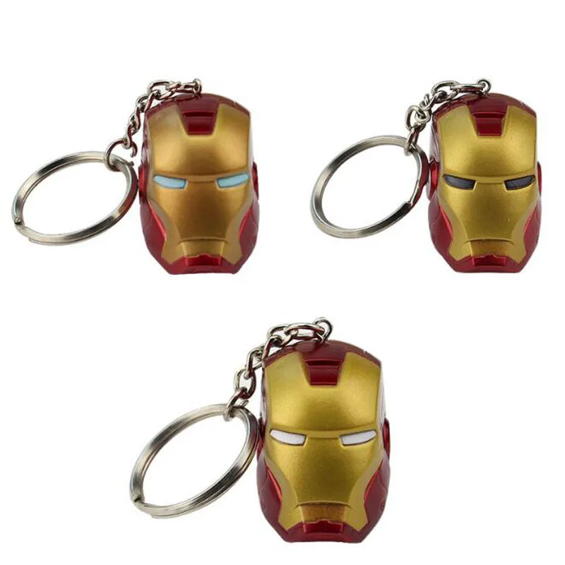 

10pcs/lot Fashion Jewelry Marvel Comics Retro The Avengers Iron Man Mask Keychain Superhero Trendy Rubber Pendant For Men