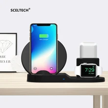 Беспроводное зарядное устройство SCELTECH 10W QI для iPhone XR XS X Plus быстрая Беспроводная зарядка для samsung S9 S8 для Apple Watch 4 3 2 Airpods