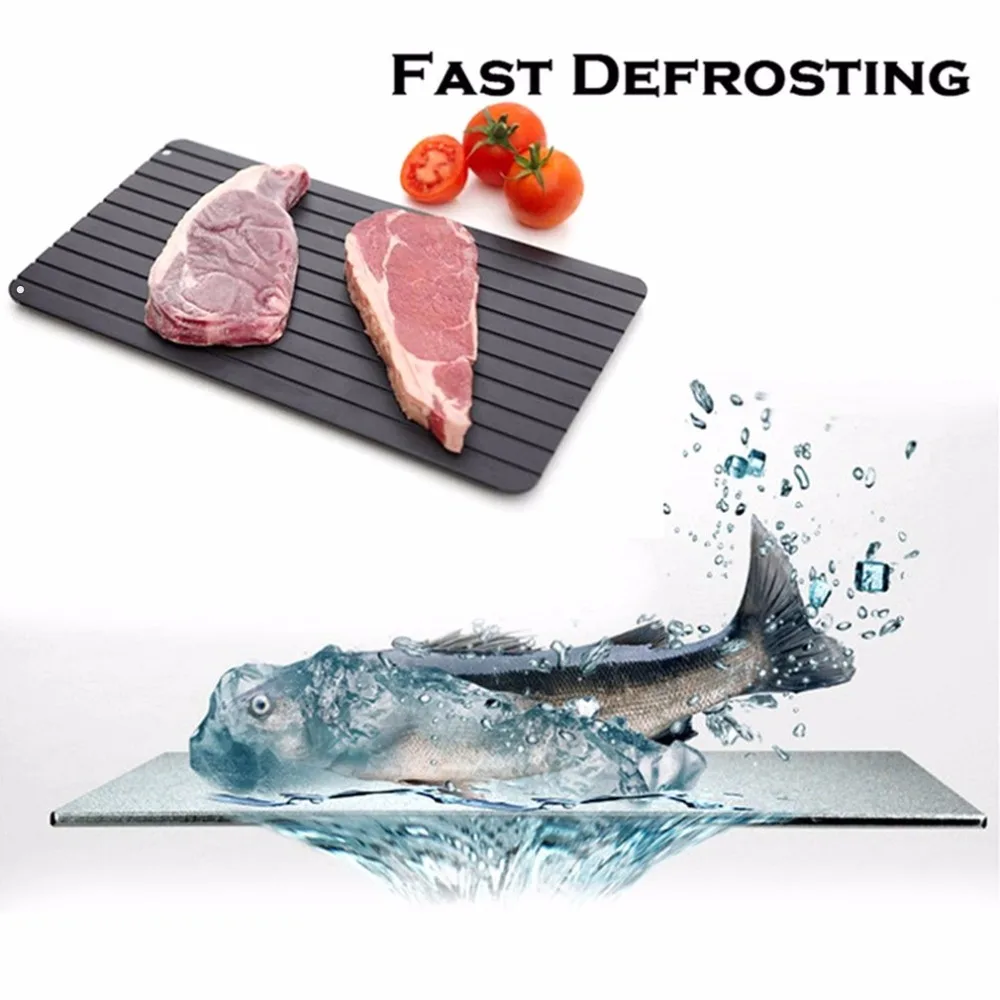 1Pc New Hot Sell Magic Metal Plate Defrosting Tray Safe Fast Thawing Frozen Meat Defrost Kitchen Tool Defrost frozen food within