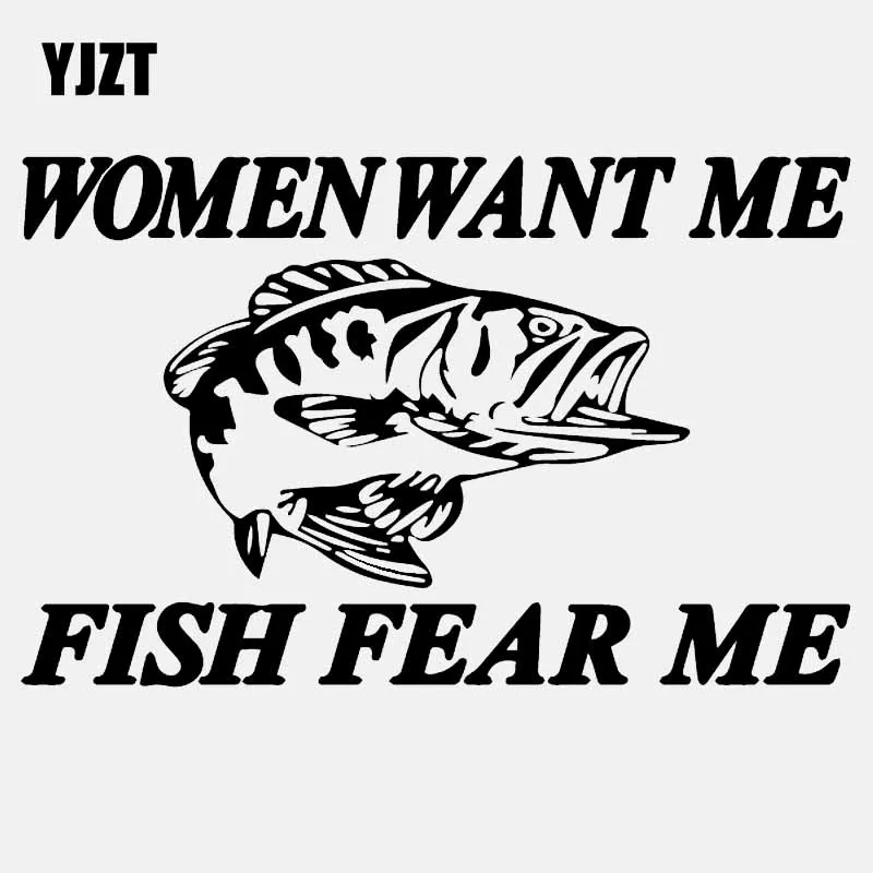 YJZT 15 см * 9 6 Женская виниловая наклейка на автомобиль с надписью Want Me Fish страшная я