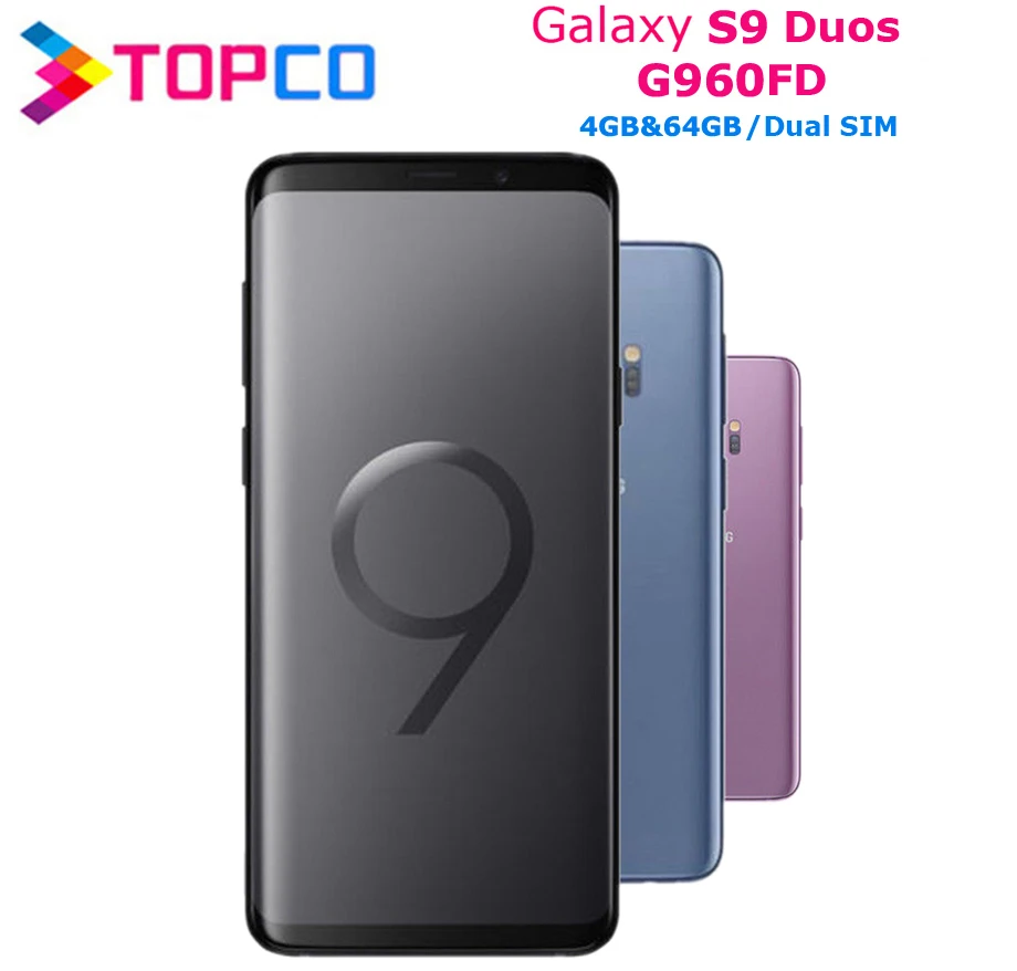 

Samsung Galaxy S9 Duos G960FD Unlocked Mobile Phone Dual SIM 4G LTE NFC Exynos 9810 Octa Core 5.8" 12MP&8MP RAM 4GB ROM 64GB