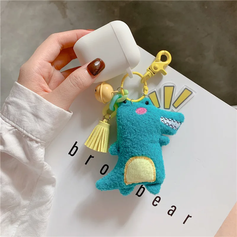 

Cute Dinosaur doll Case for Apple Airpods Case Accessories Bluetooth Earphone Protective Cover Headphones Box Cartoon Key Ring