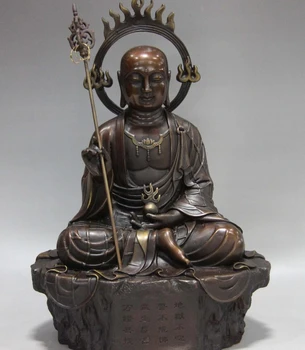 

12 Chinese Buddhism Temple Classical Copper Bronze Jizo Rohan Monk Buddha Statue