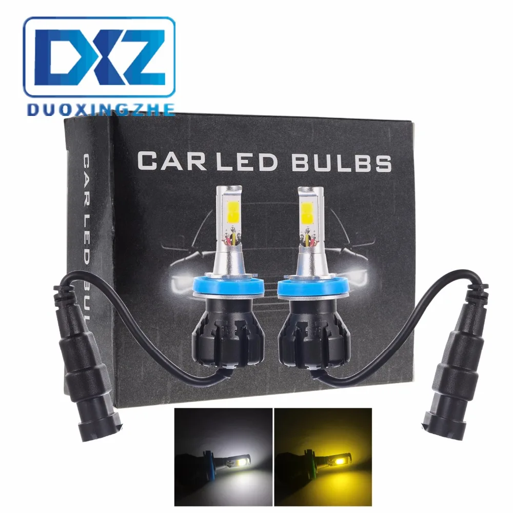 

2PCS Car LED H8 H9 H11 9005/HB3 9006/HB4 Fog Driving DRL Bulb Light White Yellow 6000K+3000K Dual Color 12V-24V