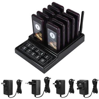 

SU-69G 1 Transmitter+10 Pagers Wireless Pager System Restaurant Queuing Calling System 10 Pager 100-240V