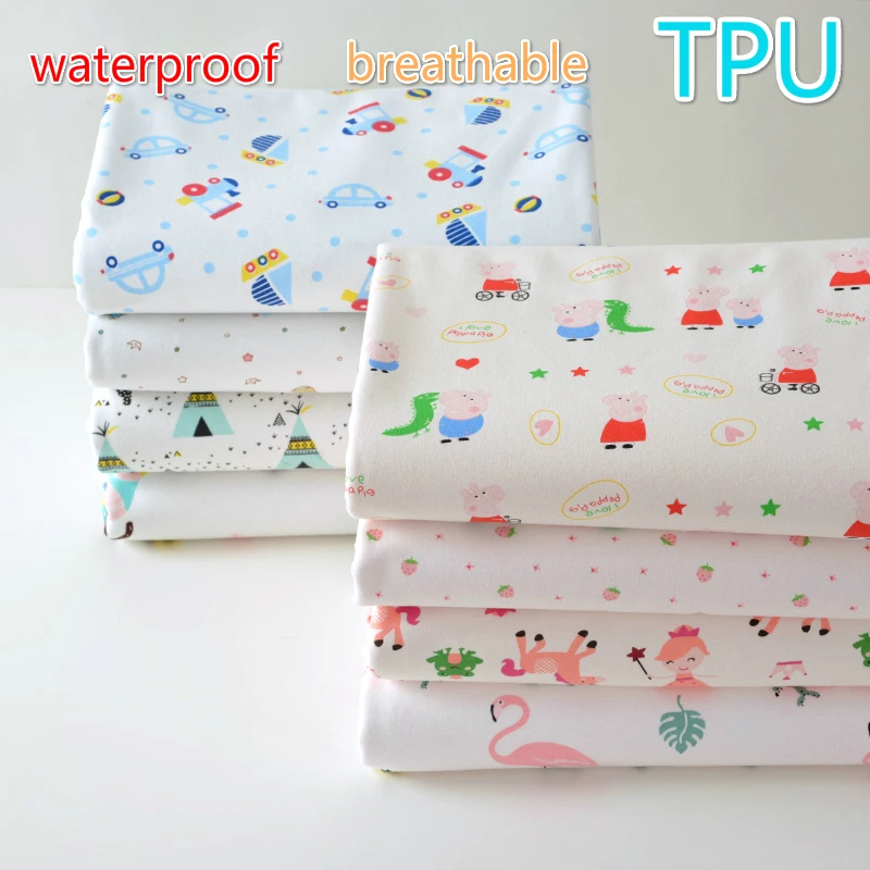 

180x50cm Cotton knit TPU composite fabric washable menstrual leakproof waterproof breathable baby insulation pad cloth 750g/m