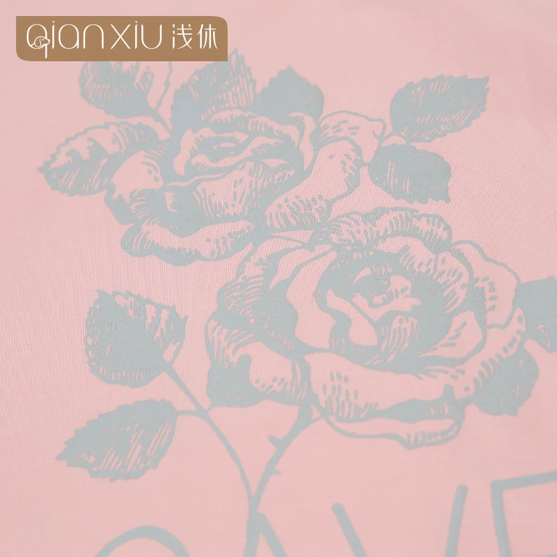 Qianxiu пижамы комплект для женщин рукавов Pyjama роковой 95% хлопок Homedress|pajama sets for