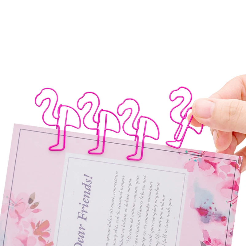 Clipes de Papel Marcador e Encadernação para Documento Escola e Escritório Fornecimento por Atacado Lote Adorável Animal Rosa Flamingo Metal 100 Pçs - 2 100 pçslote adorável animal rosa flamingo metal