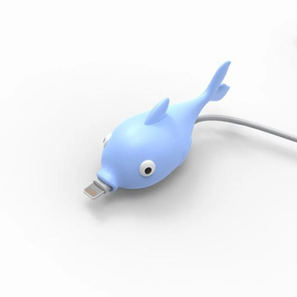 Kawaii Animal Bite Cable Protector for iPhone Cable Charger USB Winder Phone Holder Accessory Organizer Fish Model Funny