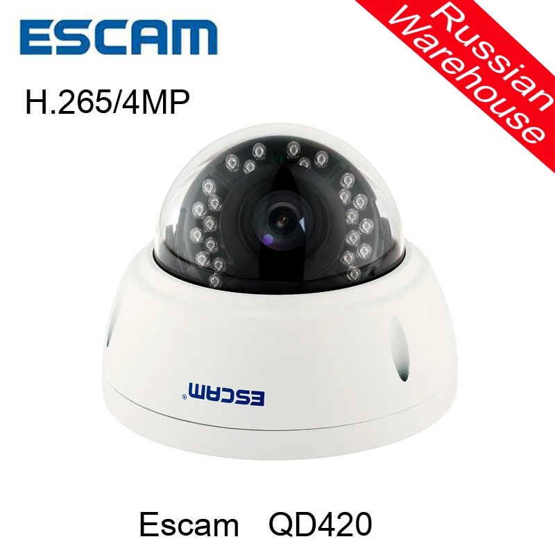 ESCAM QD420 Dome IP Camera 4MP H2 65 IR Night Vision Outdoor Surveillance Camera Onvif P2P