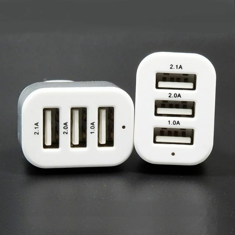 Тройное универсальное автомобильное зарядное устройство USB 3 портовое адаптер 2 А