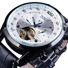 Jaragar Automatic Self-Wind White Watch Men Calendar Business Casual Mechanical Watches Tourbillon Leather Band Relogio New Sale Jaragar Automatic Self-Wind White Watch Men Calendar Business Casual Mechanical Watches Tourbillon Leather Band Relogio New Sale