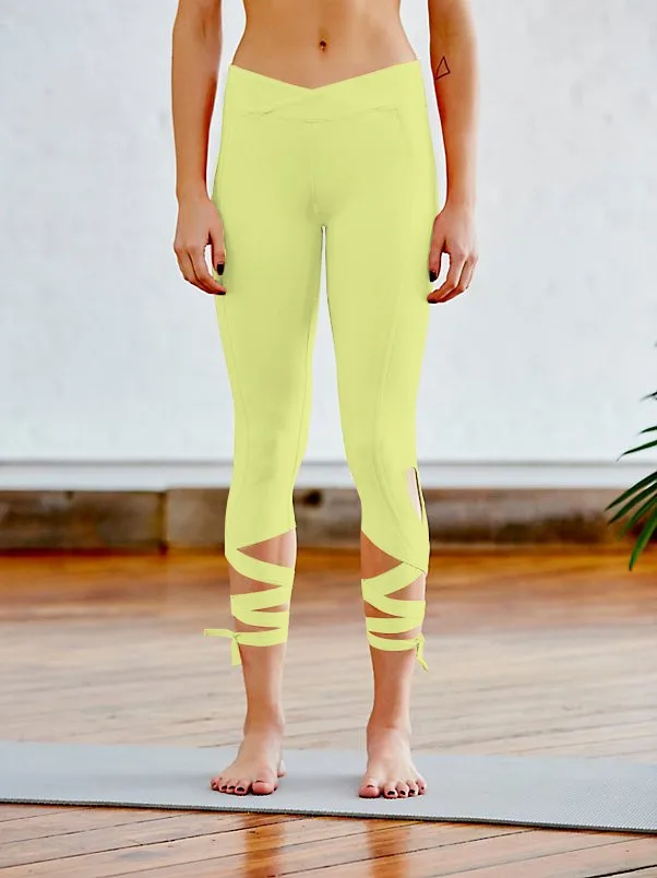 TIE UP LEGGING YOGA PANTS RUNNING DANCING LACE UP TURNOUT PANT (17)