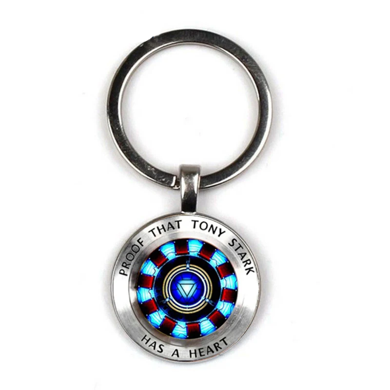 

XKXLHJ 2019 New Iron Man, Tony Stark Iron Man Keychain Avengers Superhero Glass Dome Pendant Jewelry Fan Series Souvenirs