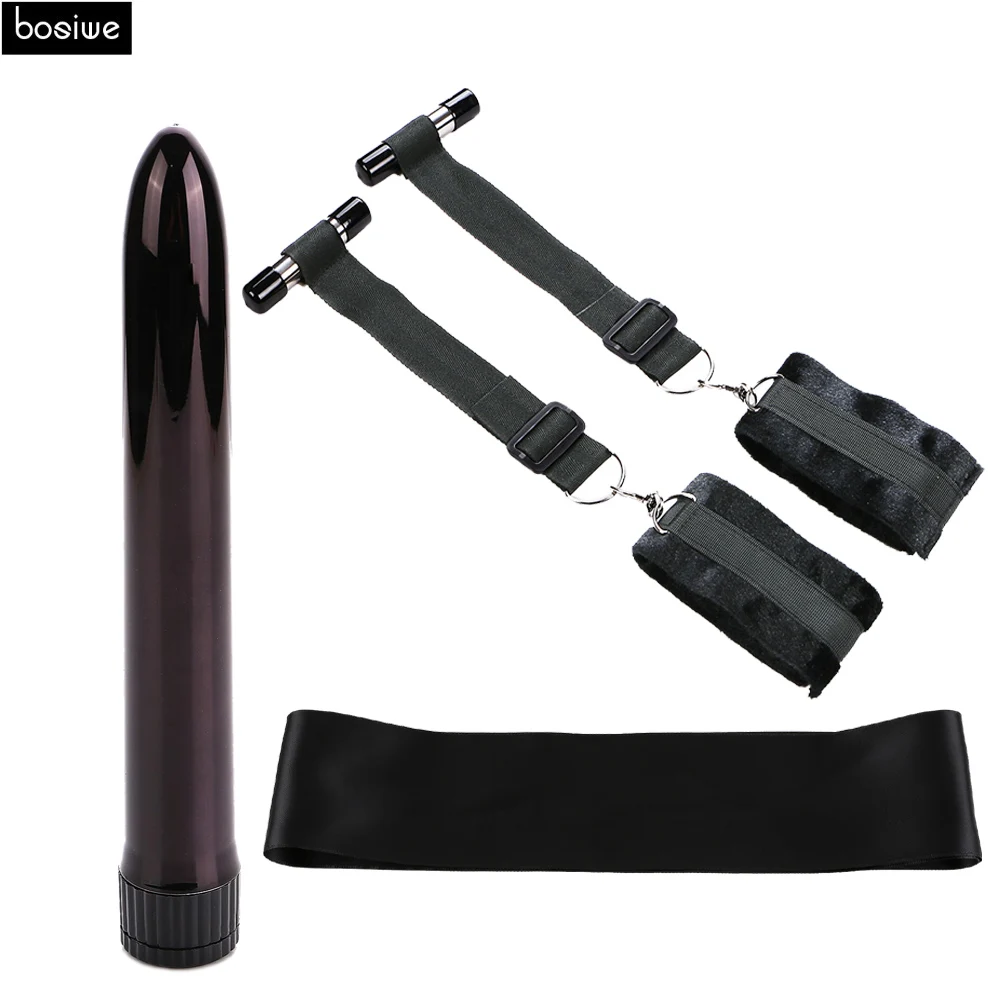 Sex Products 3 Pcs/Set G-spot Sex Products Vibrator for Couple Sex Game Flirt Massage Door Swing Handcuffs Mask Vibrator Set Toy