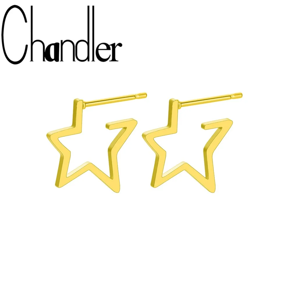 Женские панковские серьги гвоздики Chandler Star из нержавеющей стали розового золота