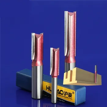 

4pcs 1/4*1/2+1/4*5/16+1/4*3/8+1/4*1/2 Double Straight Flute Knife,MDF Woodworking Milling Engraving Machine Tool