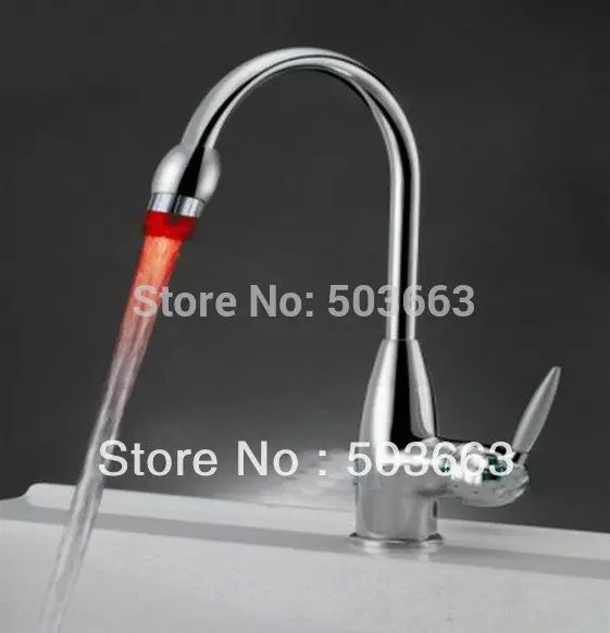 

YANKSMART Popular LED Faucet Kitchen Mixer Tap Chrome 3 colors b067 Kitchen Faucets