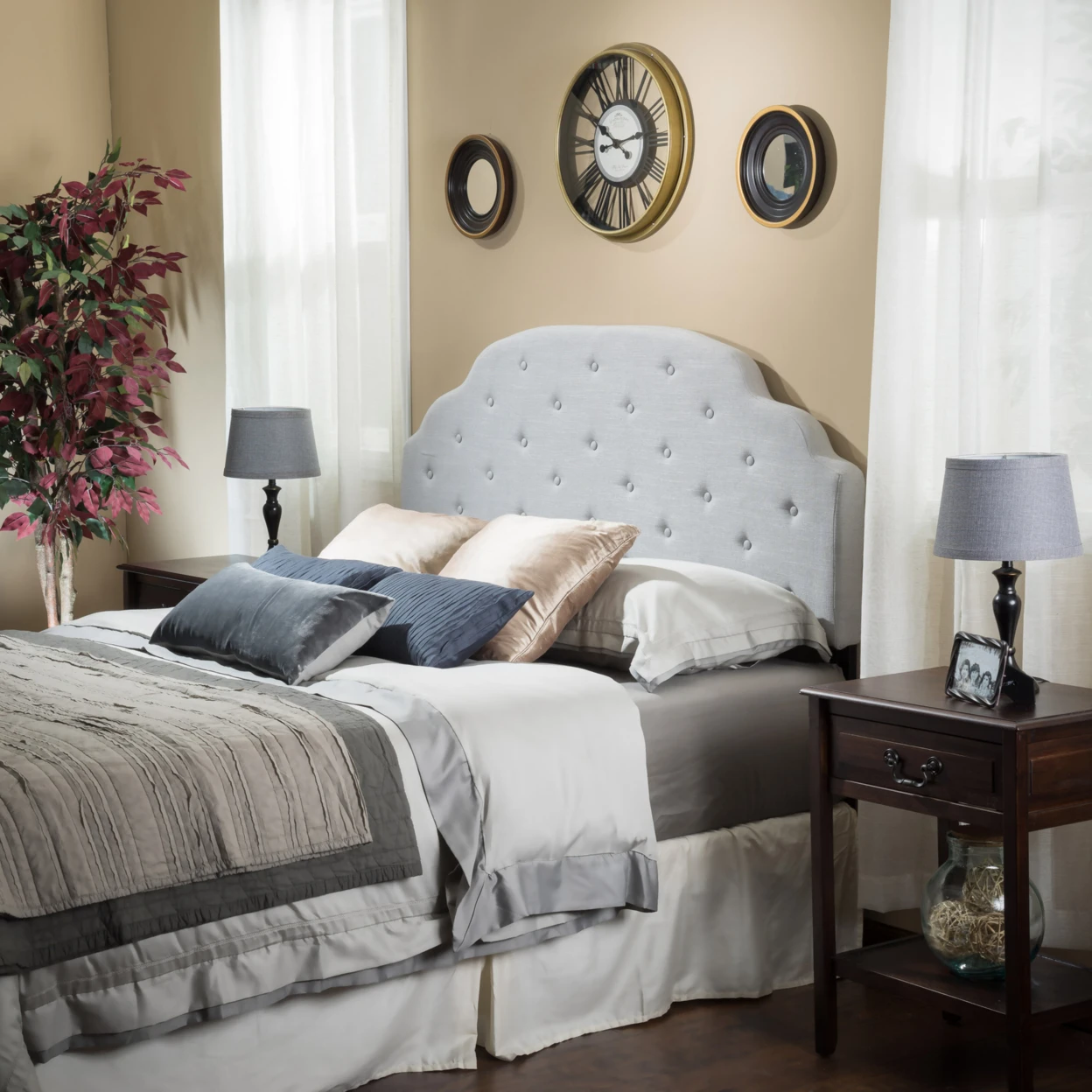 

Canton Queen/Full Grey Fabric Headboard