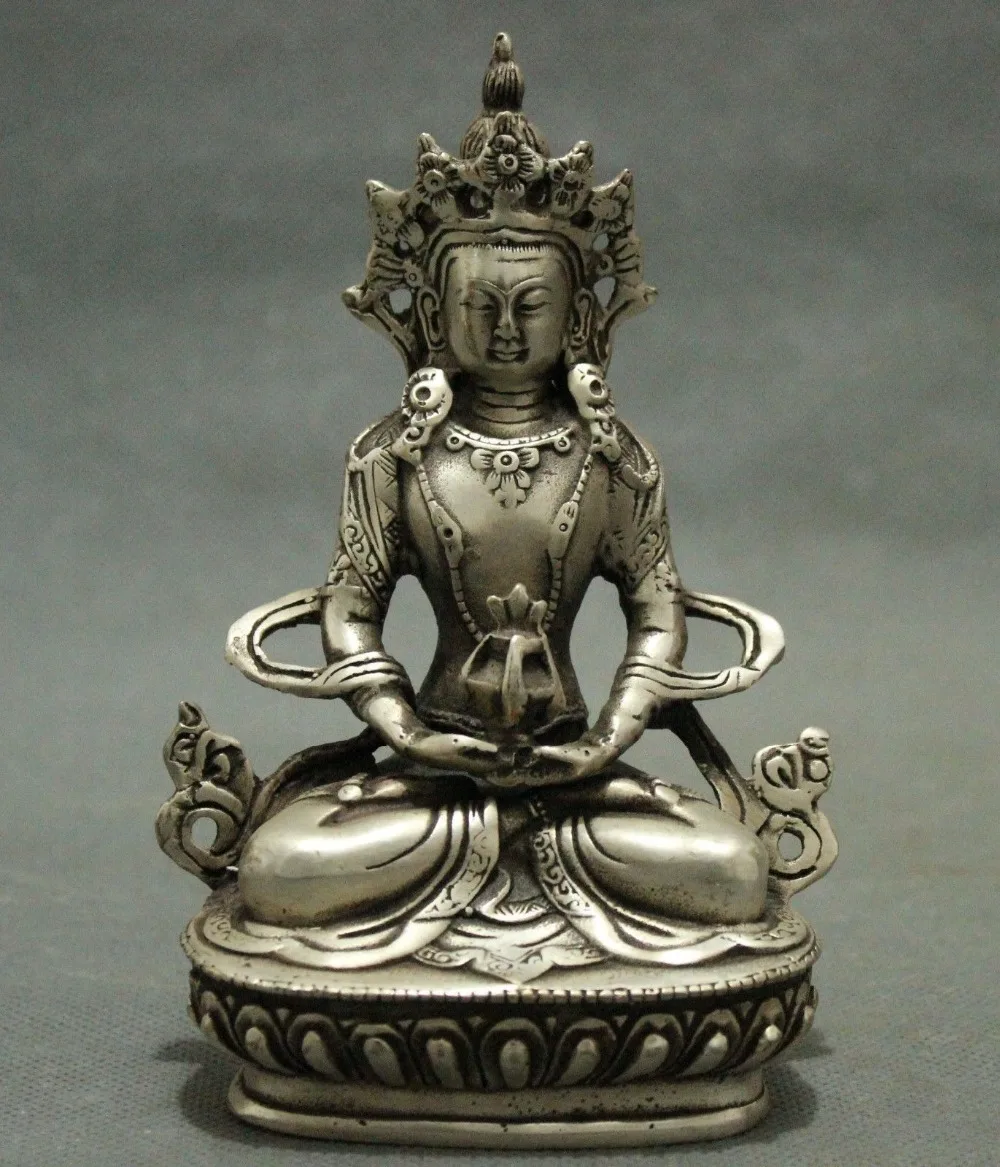 

Exquisite Chinese refined White copper statue of Tibetan Buddhism - Guanyin