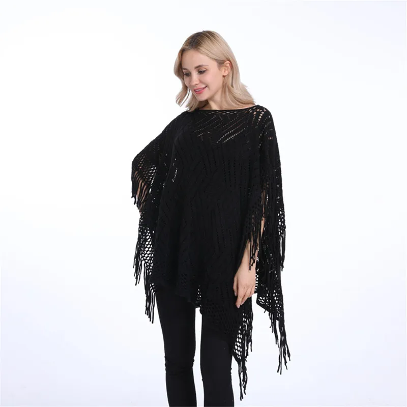 Женский пончо с вырезами однотонное для лета и осени|sexy cardigan|sweaters and pulloverscardigan plus |