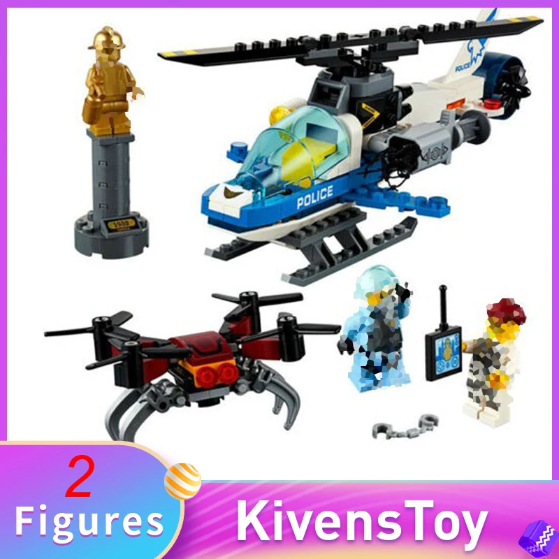 

IN STOCK 02126 Sky CITY Police Helicopter Drone Chase Building Blocks Kids Toys Compatible with Lego 60207 Bricks 215pcs