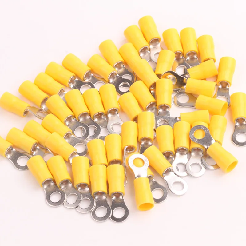 10x25PCS New AWG 12 10 Yellow Insulated Ring 5mm Connectors crimp