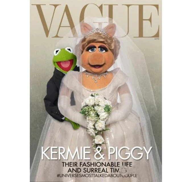 Custom Miss Piggy Sequined Wedding Dresses Ruched O neck bride gown