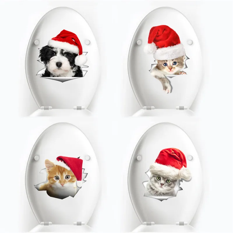 DIY забавная для кошек собак 3D переключатель настенные наклейки на дверь наклейки для детского душа спальня детская комната салон Фреска Рождественский водонепроницаемый декор, Q