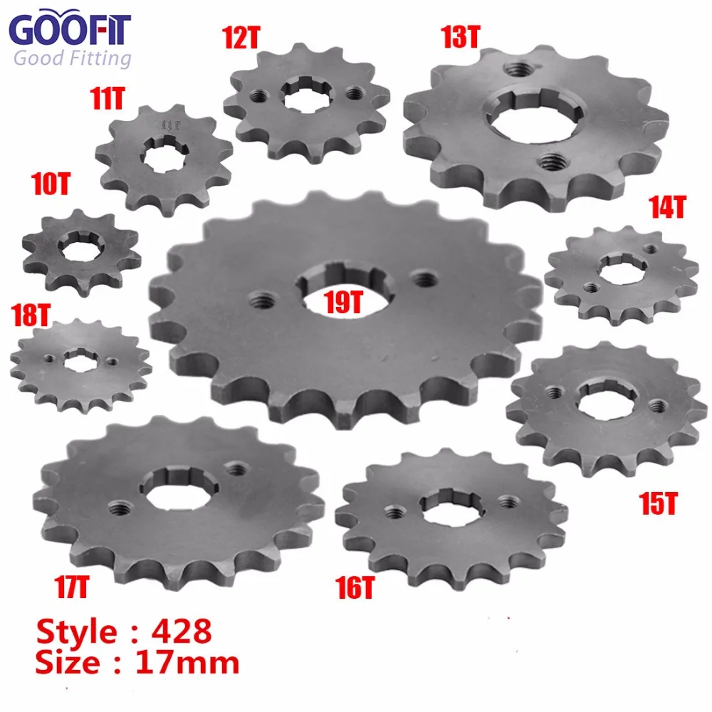

GOOFIT 428 10-19 Tooth 17mm Engine Front Sprockets for 50cc 70cc 90cc 110cc Scooter Motorcycle ATV Quad Go Kart Moped Q001-029