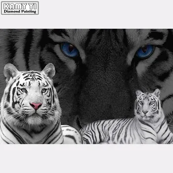 

Full Drill 5D DIY Diamond Painting 3D Embroidery set Cross Stitch Mosaic Decor gift White Tiger